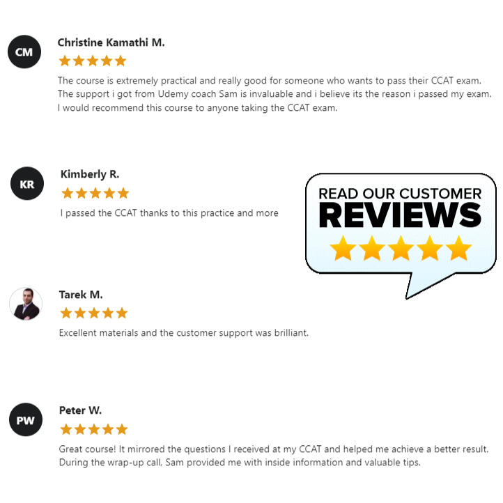 CCAT Mastery is a comprehensive online platform dedicated to helping individuals excel in the Criteria Cognitive Aptitude Test (CCAT). We offer expertly designed practice tests that simulate the real CCAT experience, providing users with the tools and confidence needed to achieve their best scores. Our tests cover all aspects of the CCAT, including verbal, numerical, and abstract reasoning, ensuring thorough preparation. With detailed explanations, CCAT Mastery is the go-to resource for anyone aiming to succeed in their cognitive aptitude assessment and advance their career.